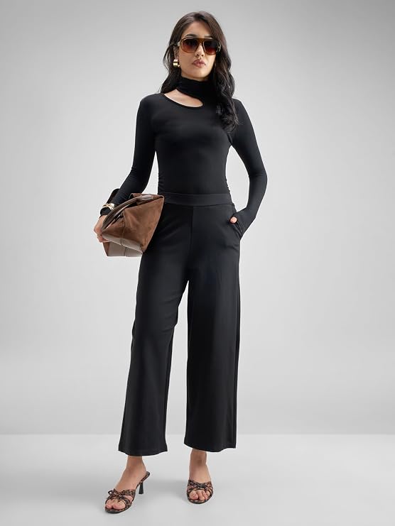 Tokyo Talkies Wide Leg Relaxed fit Cullotes |Ultra Soft, Elasticated, High Waist, Wrinkle Free Trousers |All Day Wear