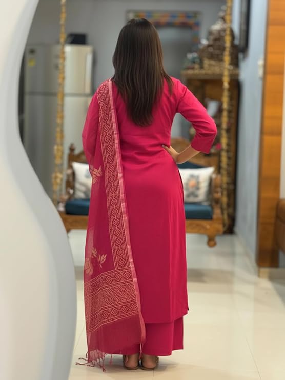 ANNI Designer Women's Rayon Viscose Straight fit Printed Embroidered Kurta with Pant & Dupatta | Ethnic Kurta Set for Women | Daily, Office & Festive Traditional - Image 3