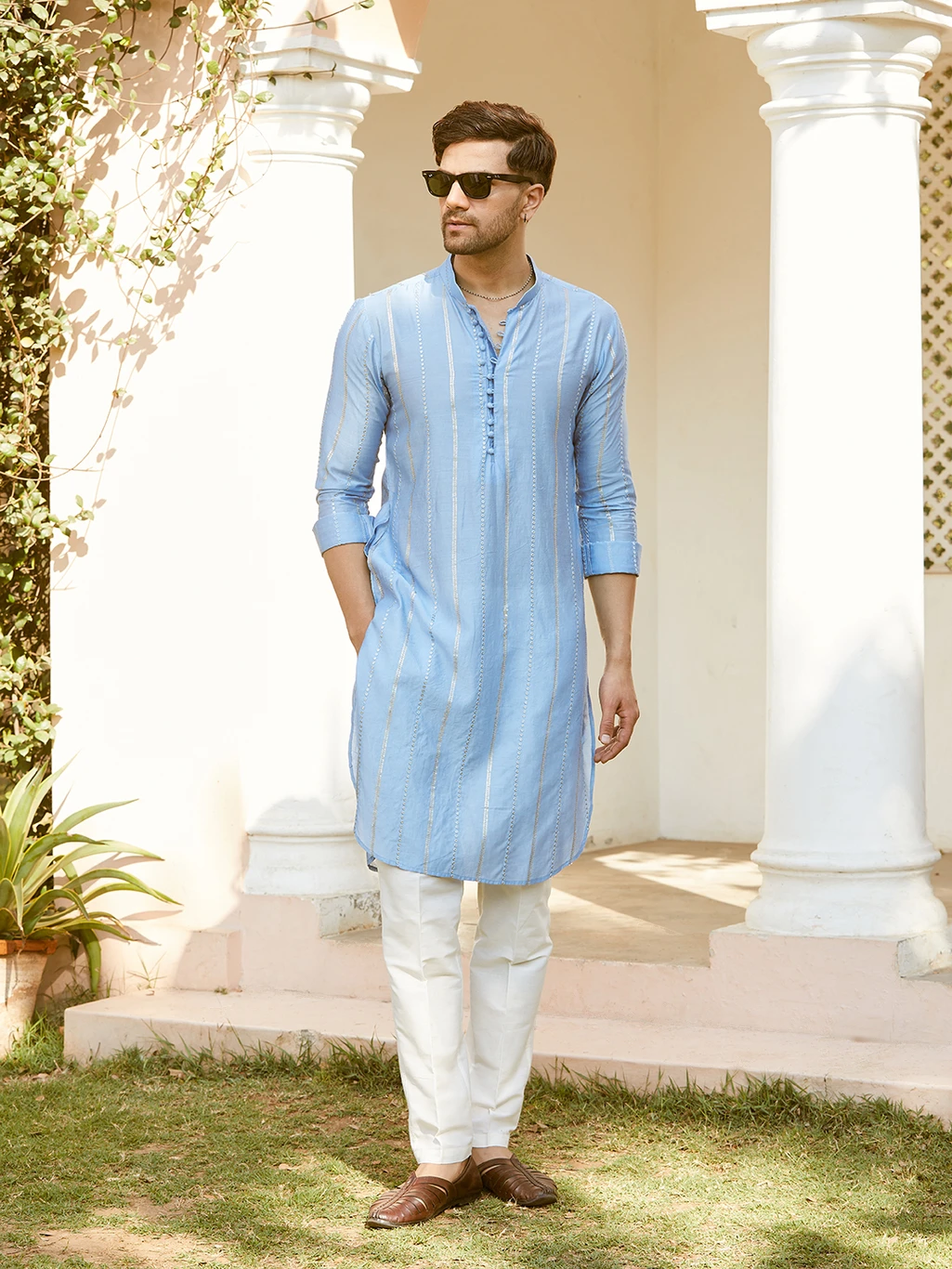 Straight Kurta for Men (Blue) - Image 2