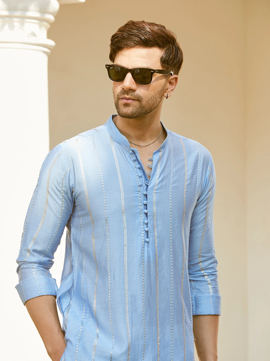 Straight Kurta for Men (Blue) - Image 3