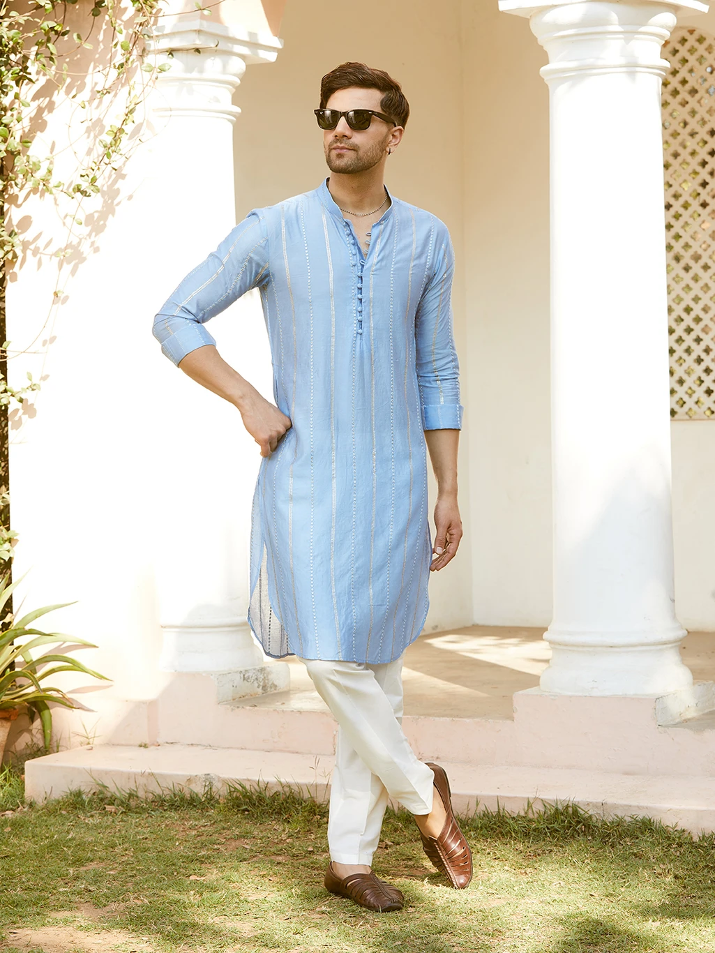 Straight Kurta for Men (Blue)