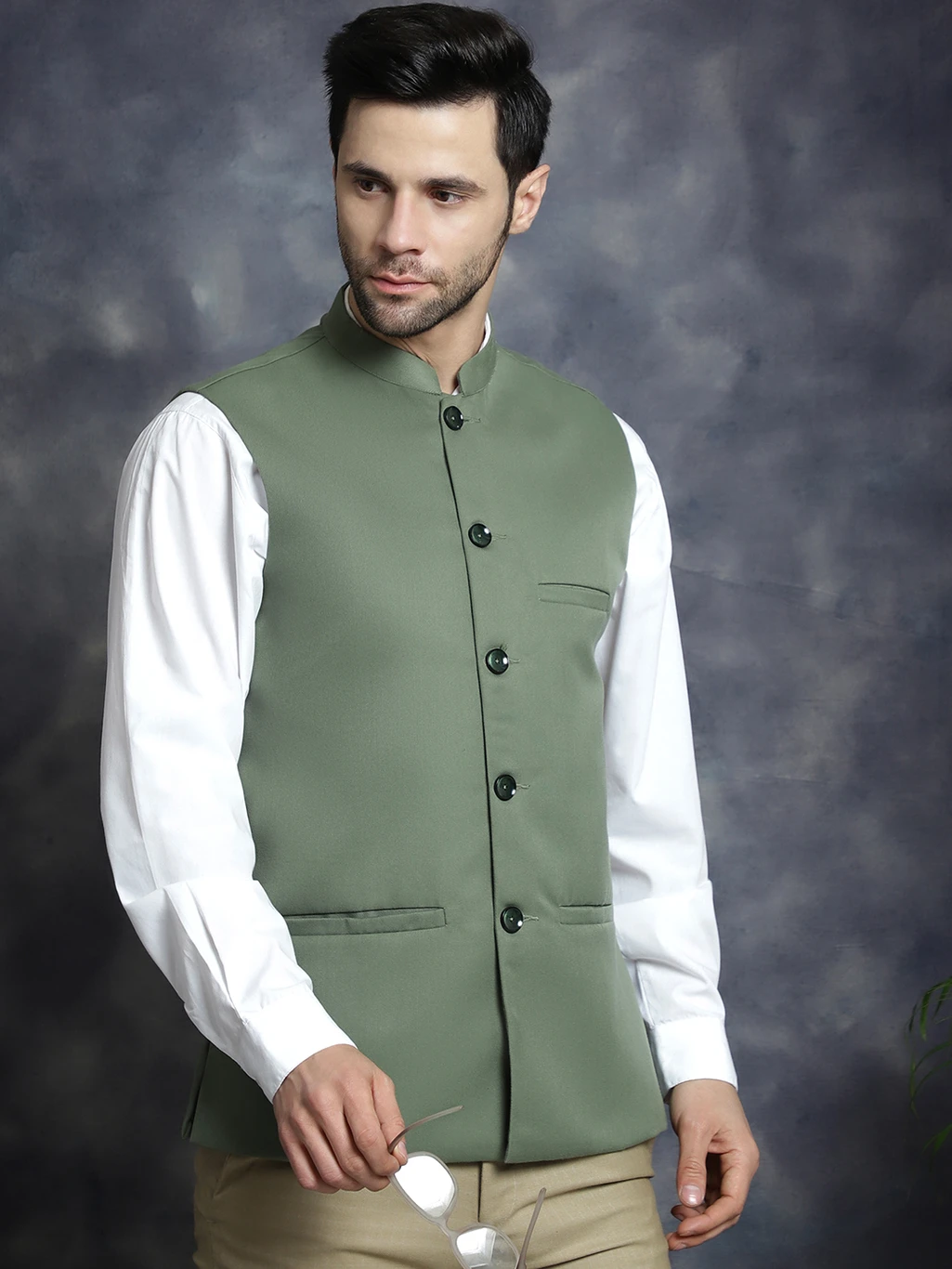 ANOUK Men Solid Nehru Jacket