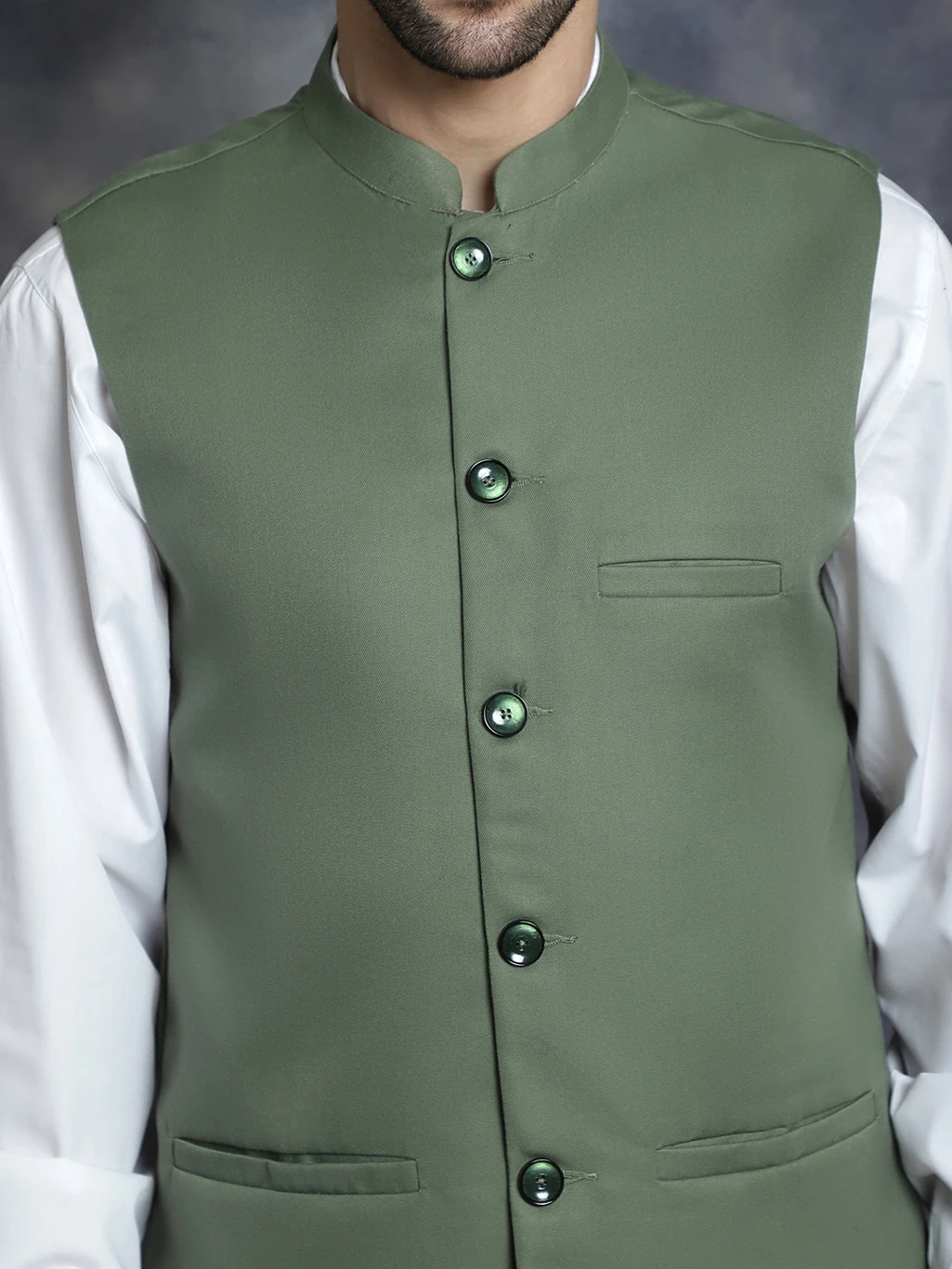 ANOUK Men Solid Nehru Jacket - Image 2